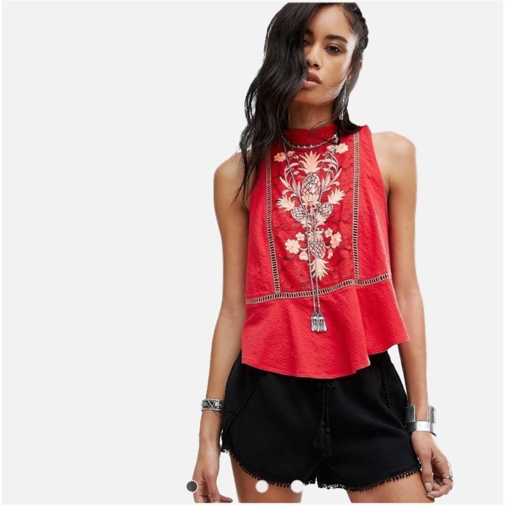 Free People Pineapple Lace Halter Top